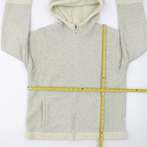 Marks and Spencer Women Beige Full Zip Hooded Fleece Jacket UK 14