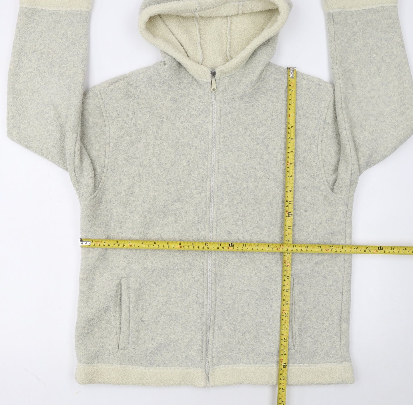 Marks and Spencer Women Beige Full Zip Hooded Fleece Jacket UK 14