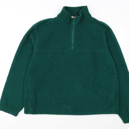 Lands' End Men's Green Fleece 1/2 Zip Pullover Sweatshirt L Regular