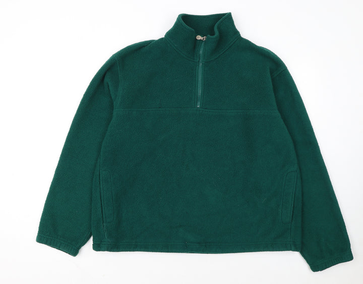 Lands' End Men's Green Fleece 1/2 Zip Pullover Sweatshirt L Regular