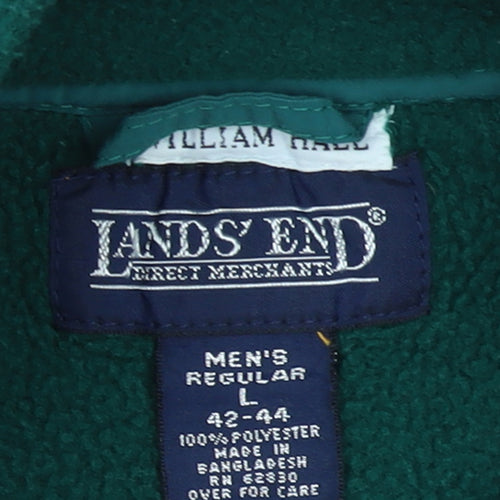 Lands' End Men's Green Fleece 1/2 Zip Pullover Sweatshirt L Regular