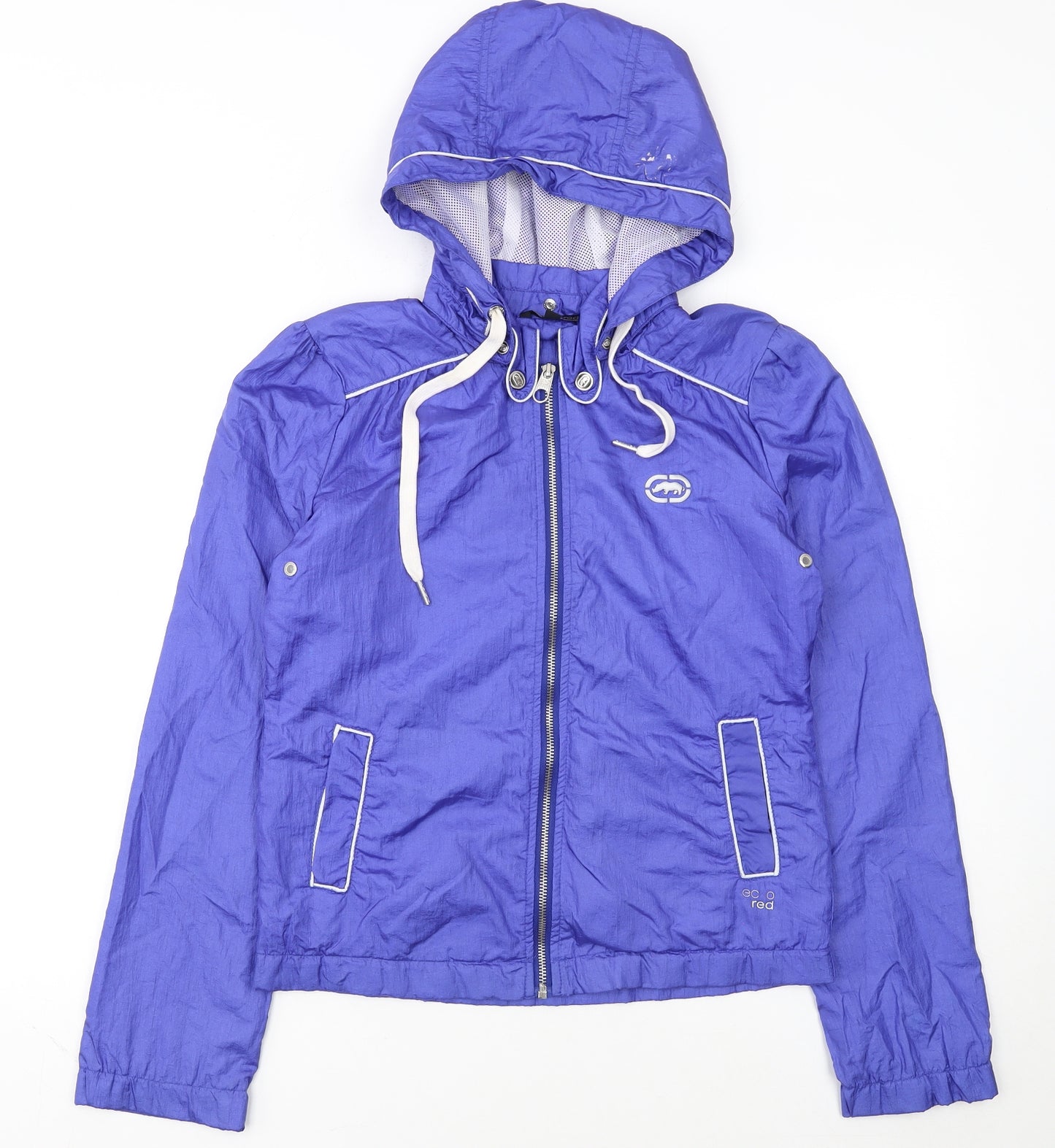 Ecko Red Women's Blue Hooded Windbreaker Jacket Size S