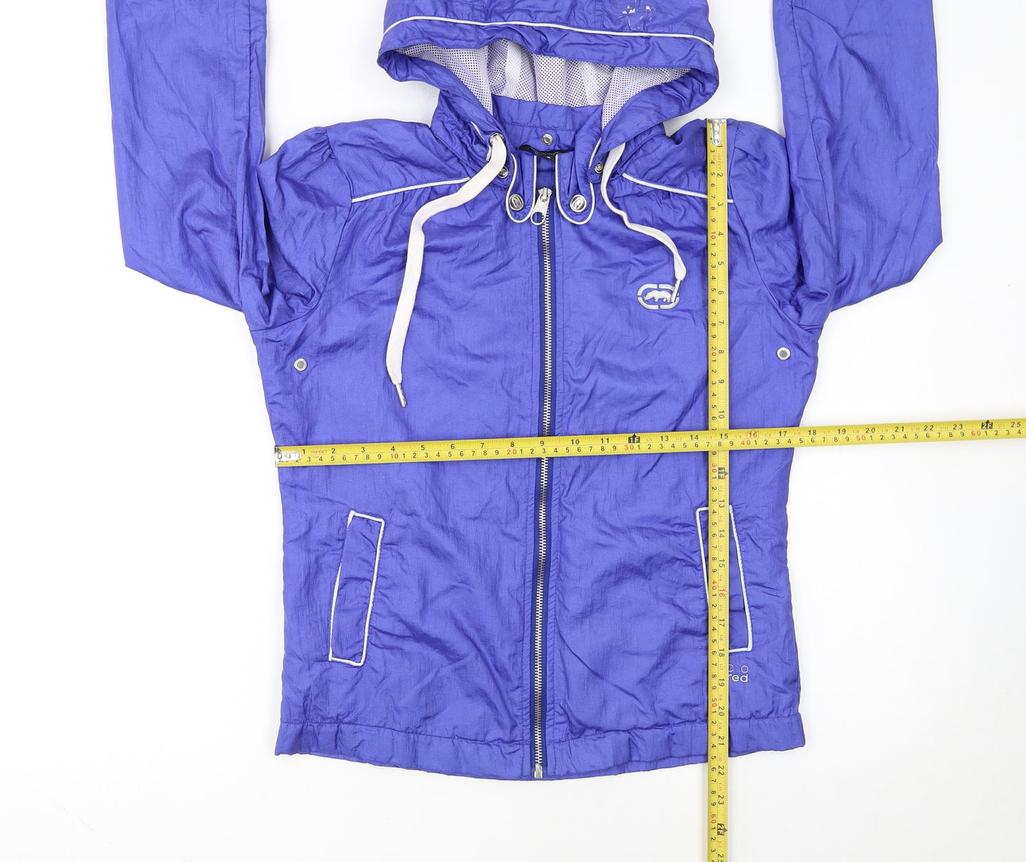 Ecko Red Women's Blue Hooded Windbreaker Jacket Size S