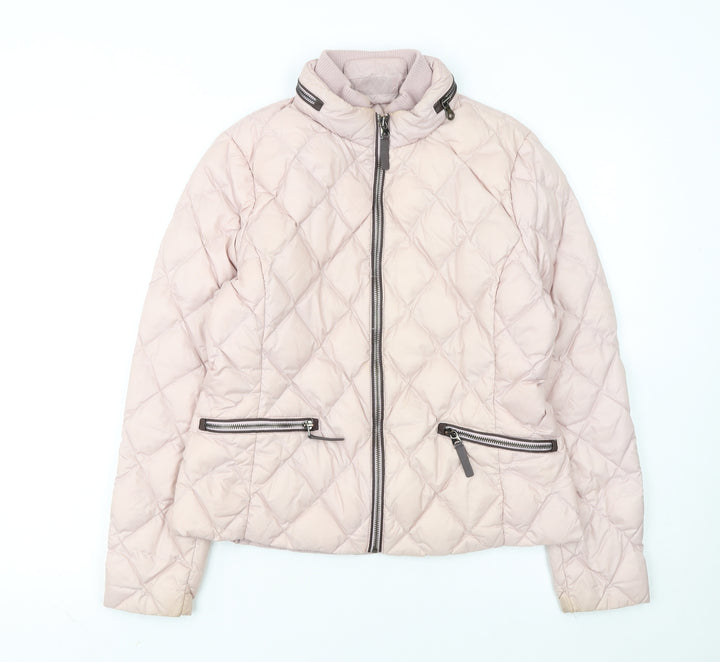 Marks and Spencer Women Pink Quilted Puffer Jacket Size 12