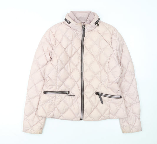 Marks and Spencer Women Pink Quilted Puffer Jacket Size 12