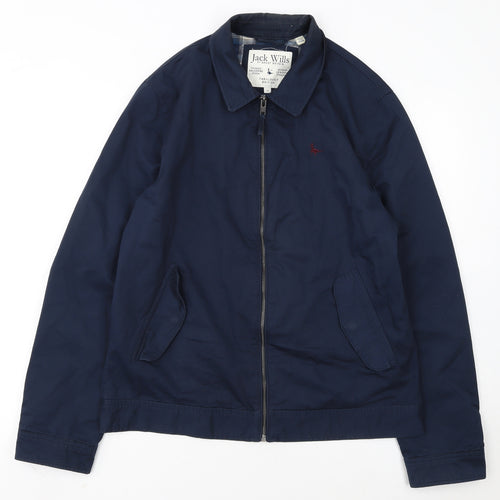 Jack Wills Men's Blue Cotton Bomber Jacket M Classic Zip Casual