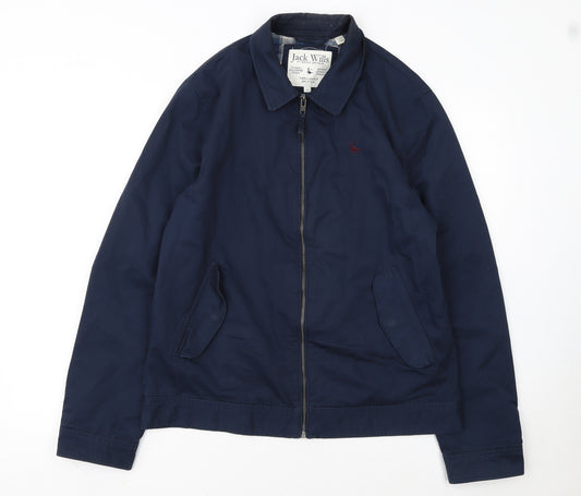 Jack Wills Men's Blue Cotton Bomber Jacket M Classic Zip Casual
