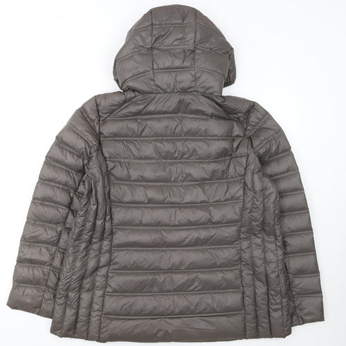 Michael Kors Womens Grey XL Hooded Puffer Jacket Lightweight Down Coat
