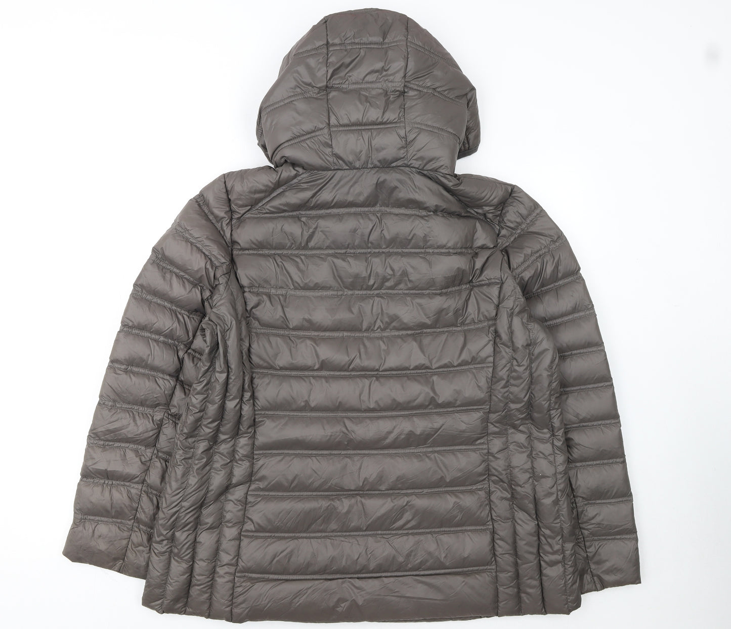Michael Kors Womens Grey XL Hooded Puffer Jacket Lightweight Down Coat