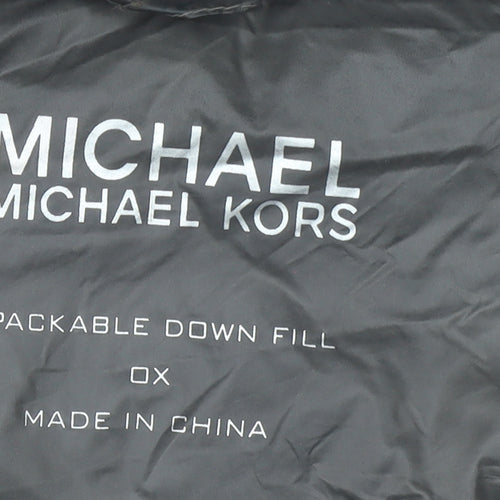 Michael Kors Womens Grey XL Hooded Puffer Jacket Lightweight Down Coat