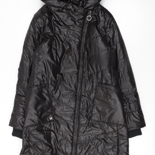 Holdluck Women Black Long Hooded Puffer Coat Size 18 Polyester