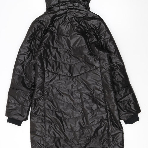 Holdluck Women Black Long Hooded Puffer Coat Size 18 Polyester