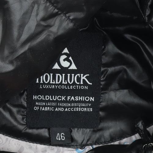 Holdluck Women Black Long Hooded Puffer Coat Size 18 Polyester