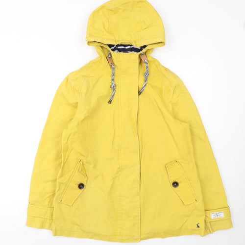 Joules Women's Yellow Waterproof Hooded Rain Jacket Size 12