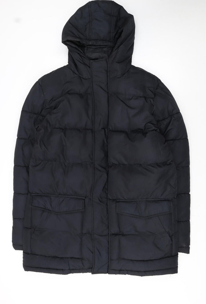 French Connection Men's Black XL Puffer Hooded Winter Jacket