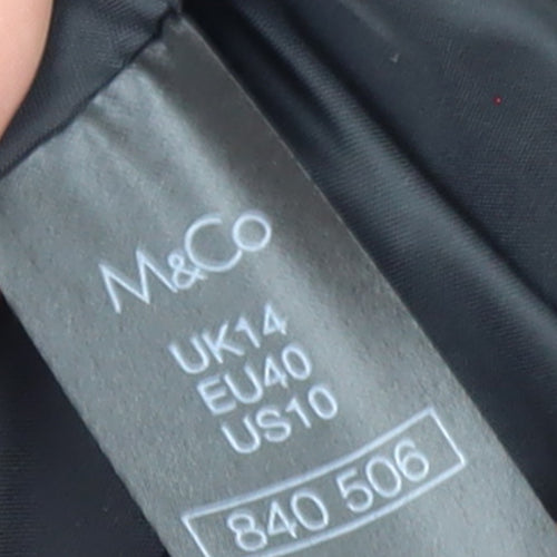M&Co Women's Black Puffer Hooded Long Waistcoat Size 14
