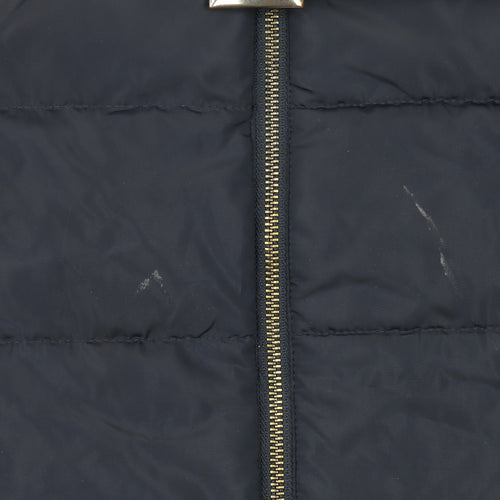 Marks and Spencer Women's Blue Quilted Belted Mid-Length Puffer Coat Size M