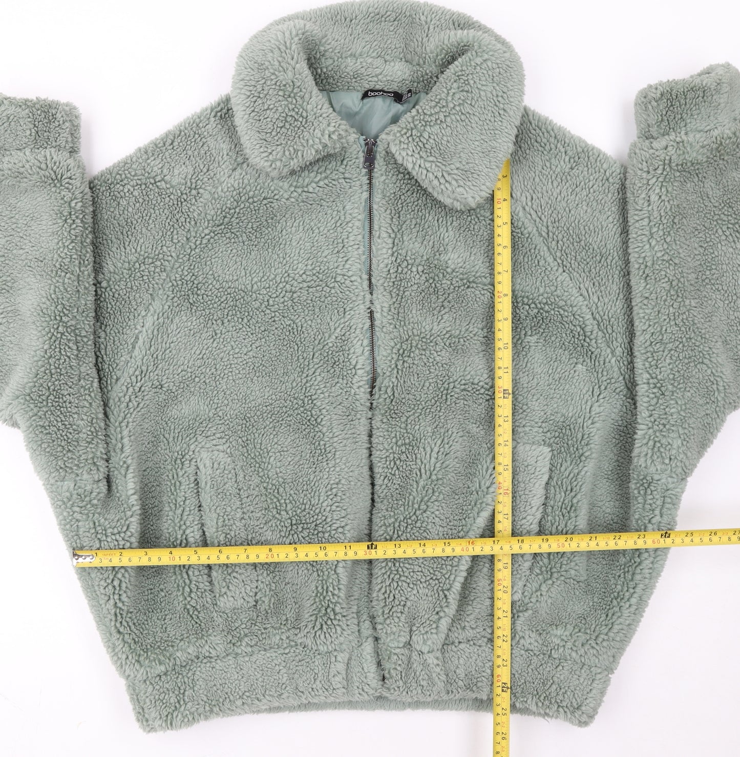 Boohoo Women’s Green Fleece Bomber Jacket Size 10