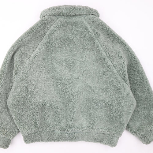 Boohoo Women’s Green Fleece Bomber Jacket Size 10