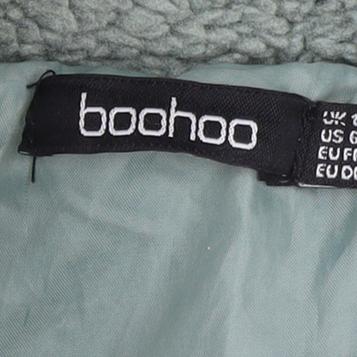 Boohoo Women’s Green Fleece Bomber Jacket Size 10