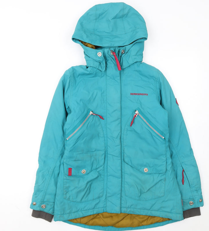 Didriksons Girls Blue Waterproof Hooded Parka Coat 11-12 Years