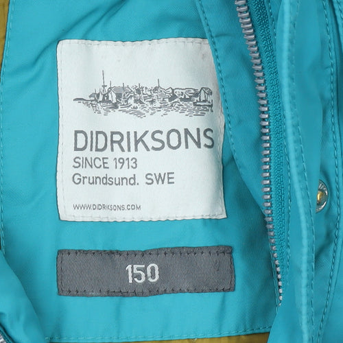 Didriksons Girls Blue Waterproof Hooded Parka Coat 11-12 Years
