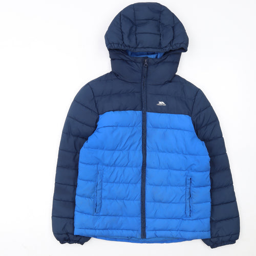 Trespass Boys Blue Hooded Puffer Jacket 9-10 Years Water Resistant