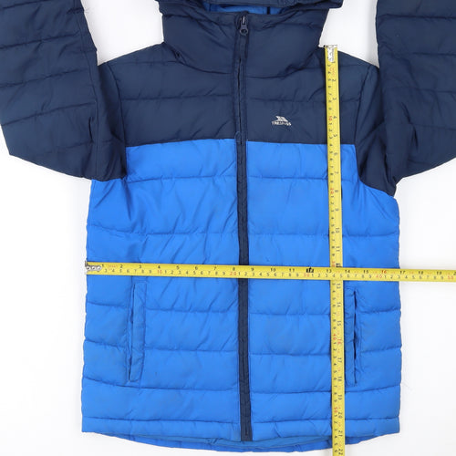 Trespass Boys Blue Hooded Puffer Jacket 9-10 Years Water Resistant