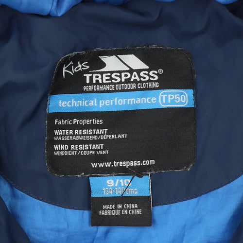 Trespass Boys Blue Hooded Puffer Jacket 9-10 Years Water Resistant