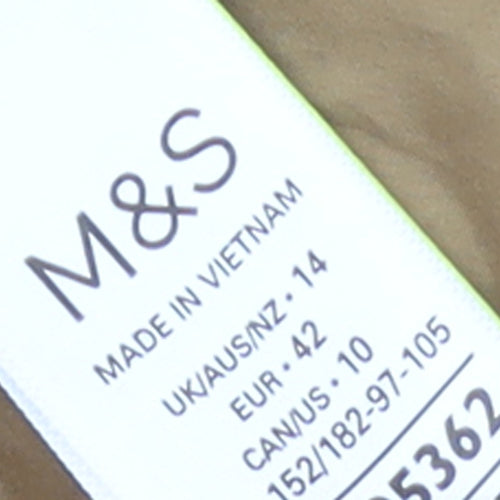 Marks and Spencer Women Brown Long Quilted Fleece Coat Size 14