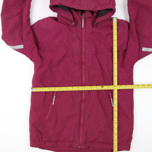 Polarn O. Pyret Girls Pink Hooded Parka Coat 9-10 Years Waterproof Reflective