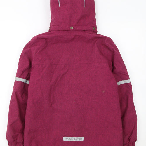 Polarn O. Pyret Girls Pink Hooded Parka Coat 9-10 Years Waterproof Reflective