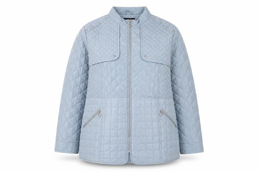 Front view of JBC Collection Women’s Blue Quilted Full Zip Jacket, size UK 16