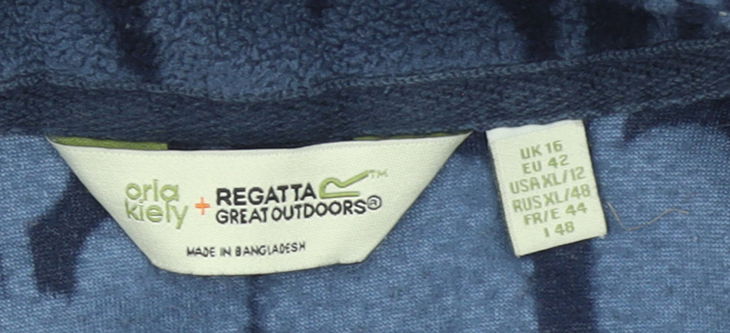 Orla Kiely x Regatta Women's Blue 1/2 Zip Fleece Pullover UK 16