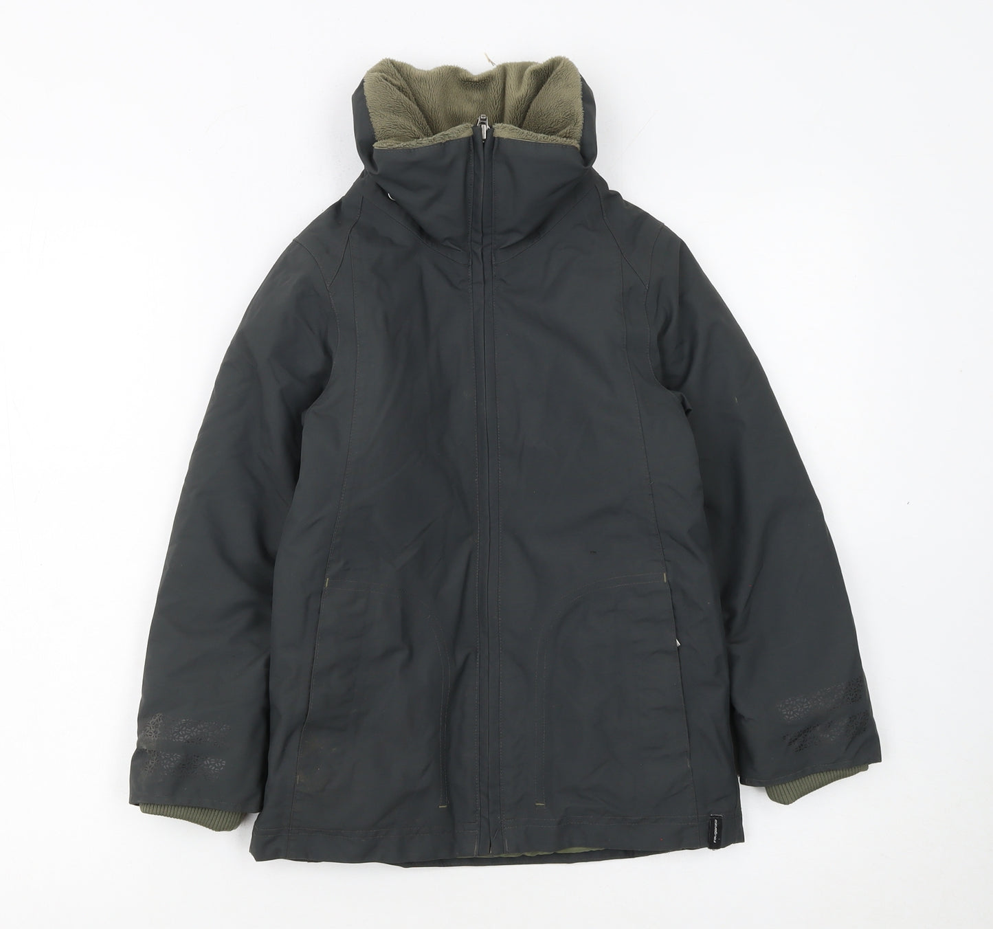Fouganza Boys Black Water Resistant Lined Riding Parka Jacket 6 Years