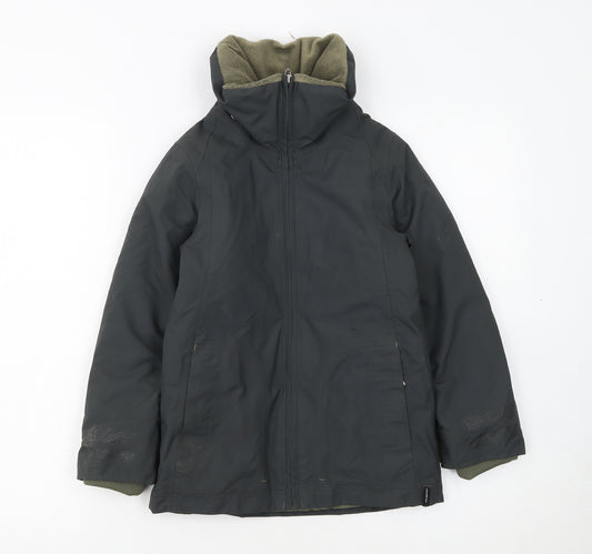Fouganza Boys Black Water Resistant Lined Riding Parka Jacket 6 Years
