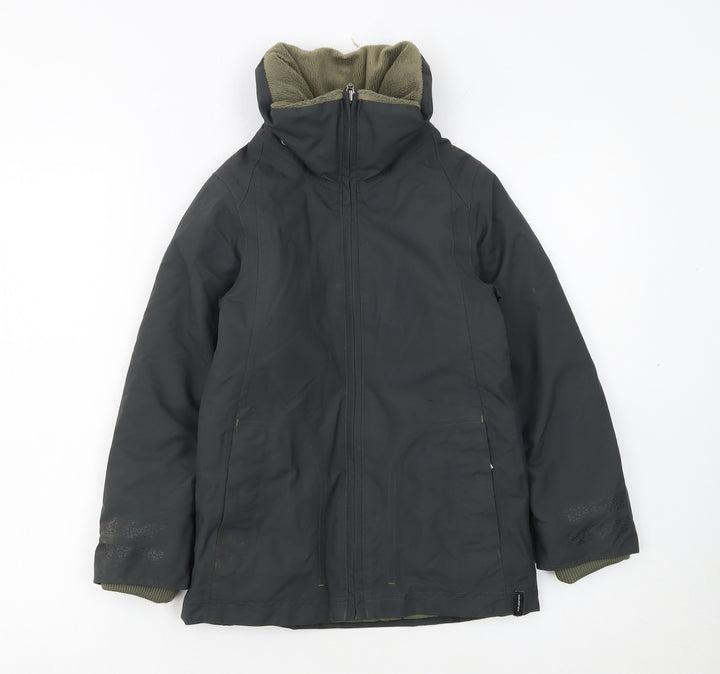 Fouganza Boys Black Water Resistant Lined Riding Parka Jacket 6 Years