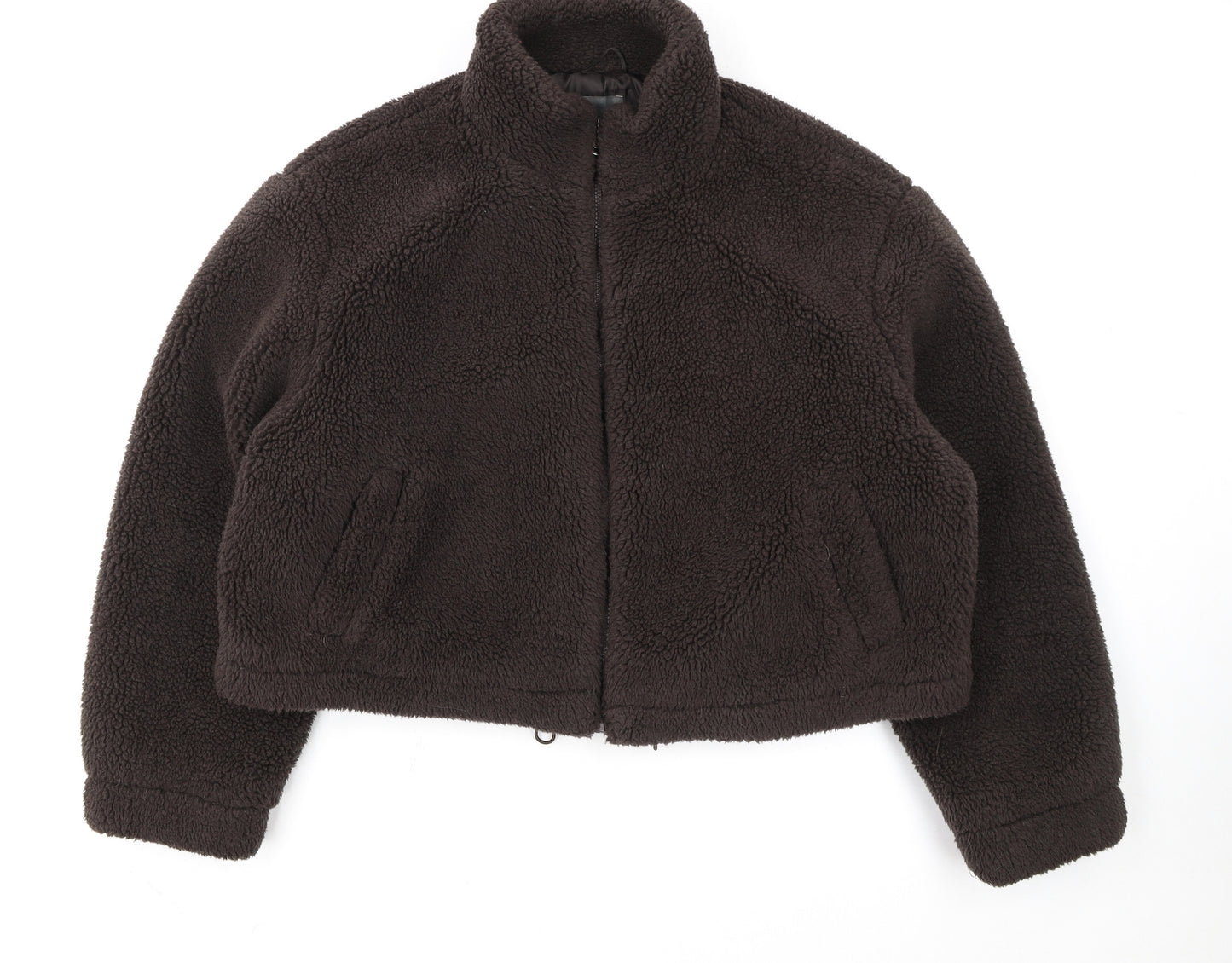 Primark Womens Brown Fleece Cropped Zip Jacket L