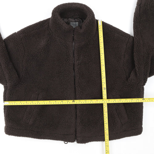 Primark Womens Brown Fleece Cropped Zip Jacket L