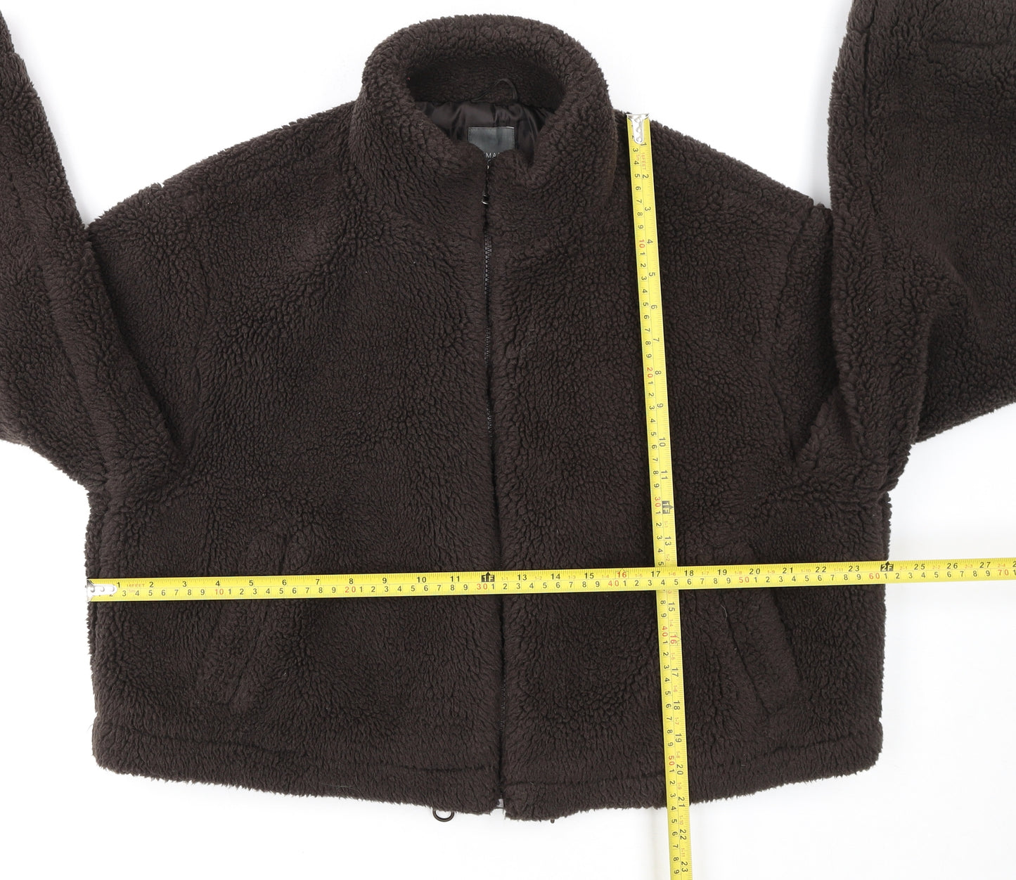 Primark Womens Brown Fleece Cropped Zip Jacket L