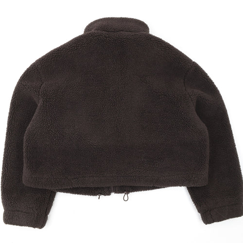Primark Womens Brown Fleece Cropped Zip Jacket L