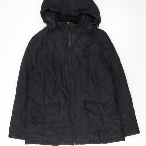 JFW Women Black Quilted Hooded Puffer Jacket Size 16
