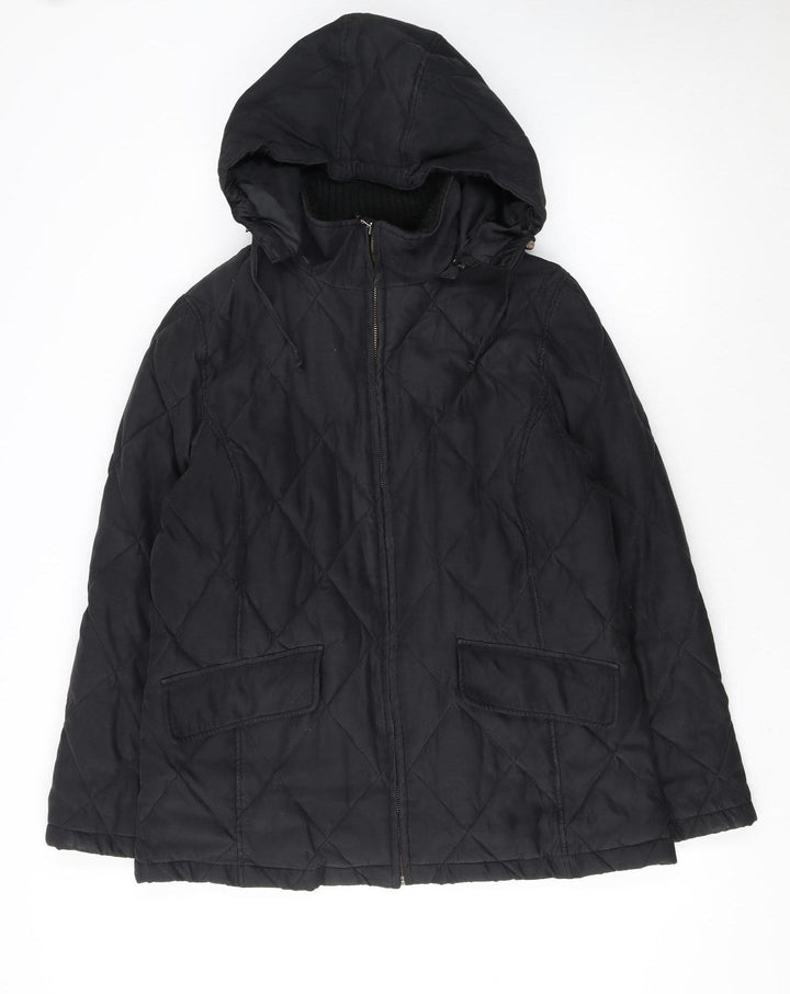JFW Women Black Quilted Hooded Puffer Jacket Size 16