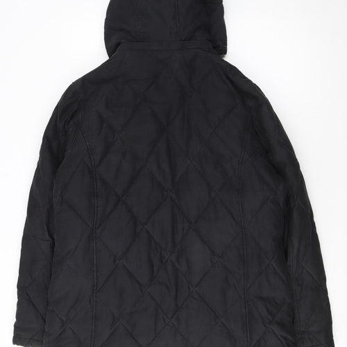 JFW Women Black Quilted Hooded Puffer Jacket Size 16