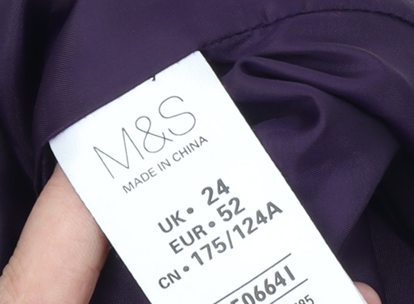 Marks and Spencer Women’s Purple Quilted Zip Jacket Size 24