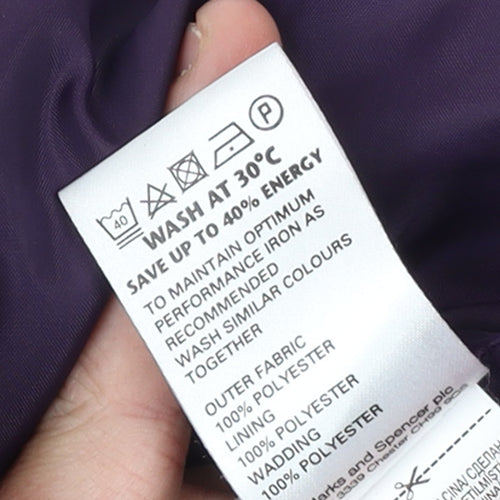 Marks and Spencer Women’s Purple Quilted Zip Jacket Size 24