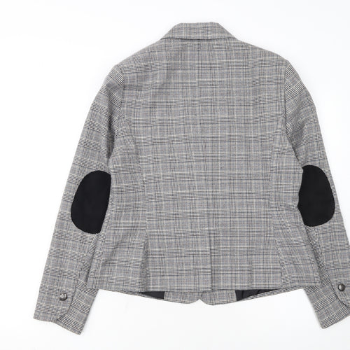 Tu Women Grey Check Single-Breasted Suit Jacket Size 14