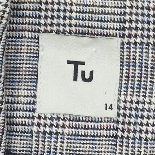 Tu Women Grey Check Single-Breasted Suit Jacket Size 14