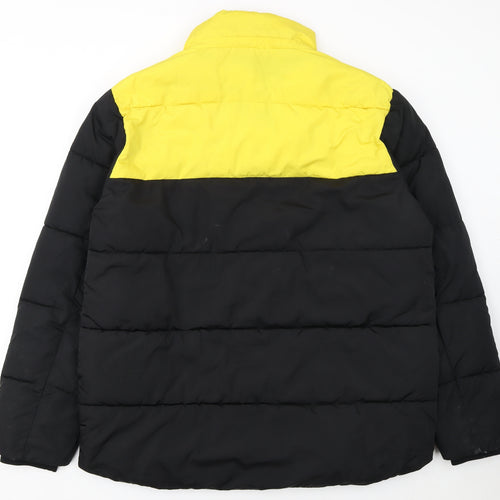 Primark Mens Black Yellow Puffer Jacket XL Winter Polyester