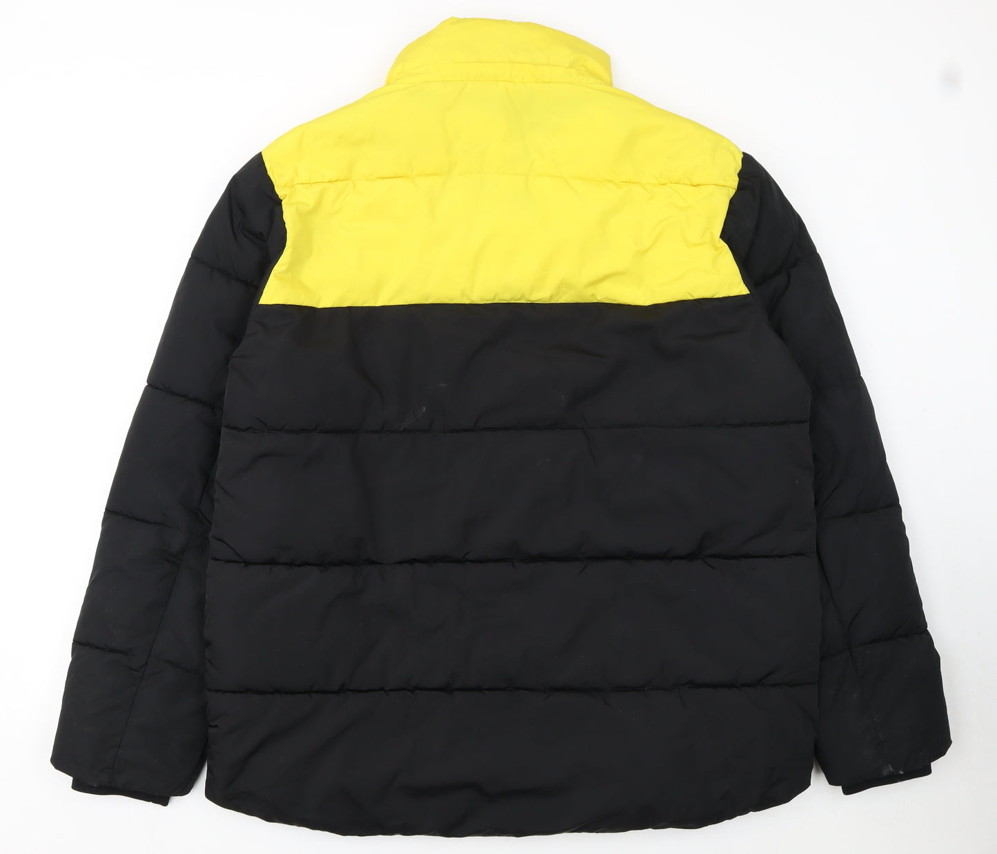 Primark Mens Black Yellow Puffer Jacket XL Winter Polyester